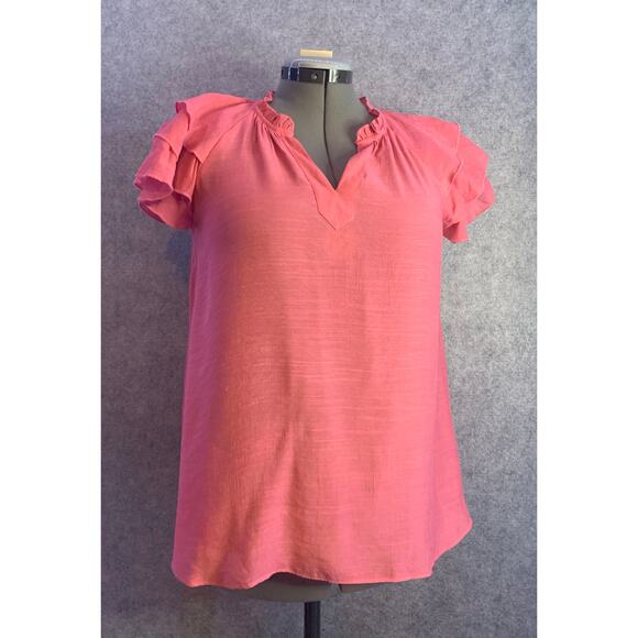 Nanette Lepore Pink Tiered Sleeve Top, Women’s Size S, Ruffled Short Sleeves - Picture 4 of 10